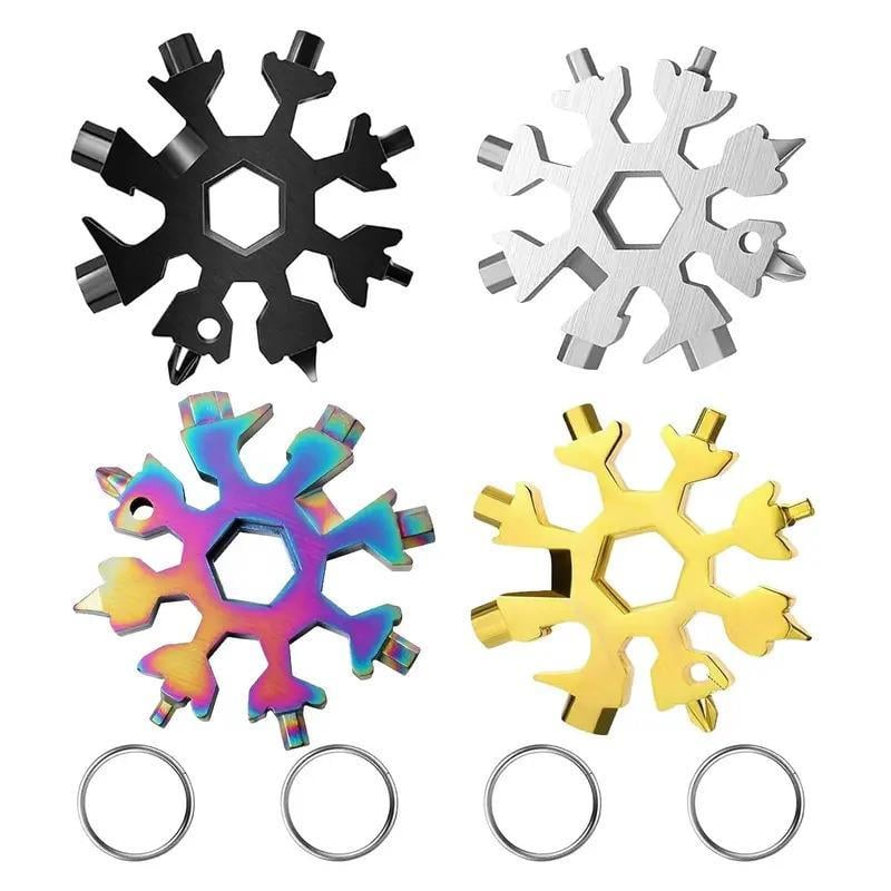 Portable 18-in-1 Snowflake Multi-Tool – Stainless Steel Pocket Wrench