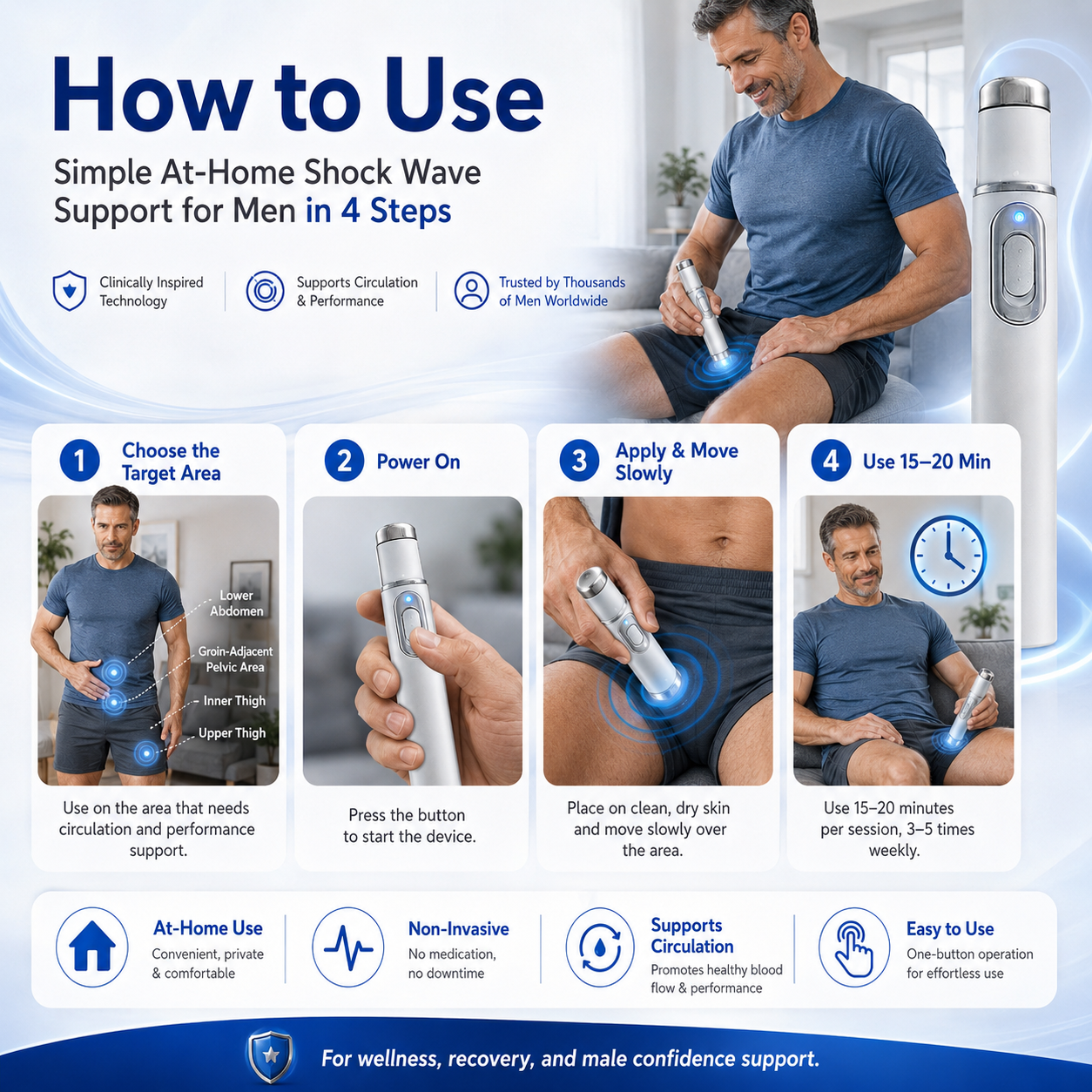 Bikenda® Ultrasonic Shock Wave Therapy Massager——Restore Circulation. Relieve Deep Pain. Rebuild Male Confidence.