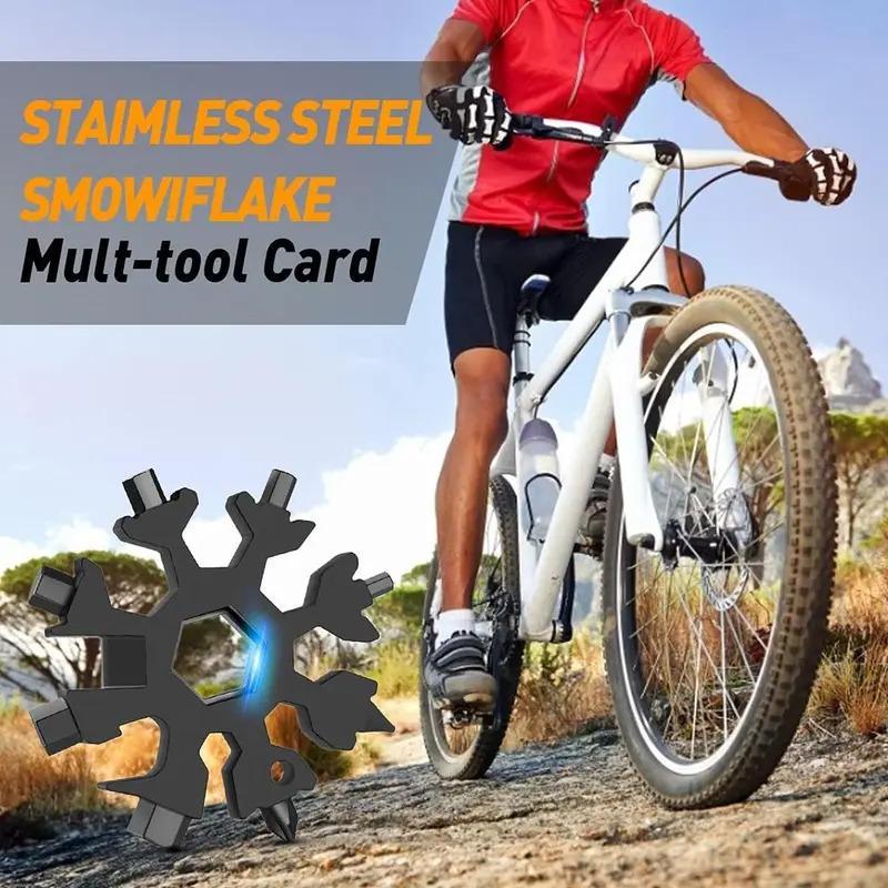 Portable 18-in-1 Snowflake Multi-Tool – Stainless Steel Pocket Wrench