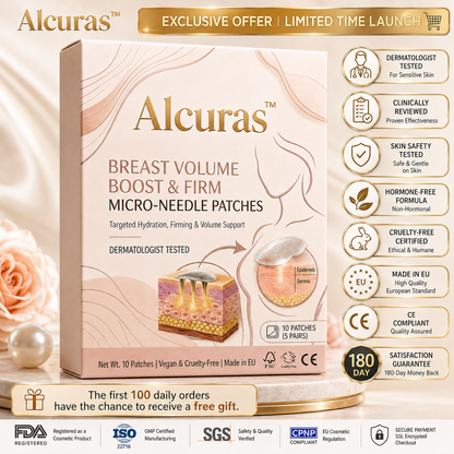 Alcuras™ Nano-Microneedle Bust Lift Patches ✨ — No Surgery Needed. For a firmer, fuller, more lifted-looking bust contour & renewed feminine confidence 💖