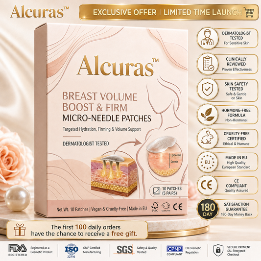 Alcuras™ Nano-Microneedle Bust Lift Patches ✨ — No Surgery Needed. For a firmer, fuller, more lifted-looking bust contour & renewed feminine confidence 💖