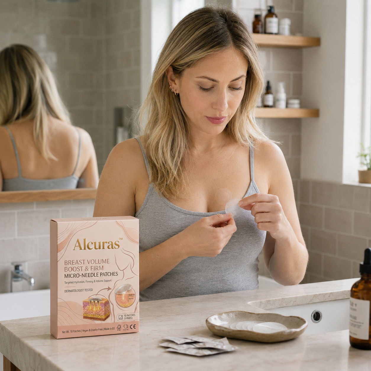 Alcuras™ Nano-Microneedle Bust Lift Patches ✨ — No Surgery Needed. For a firmer, fuller, more lifted-looking bust contour & renewed feminine confidence 💖
