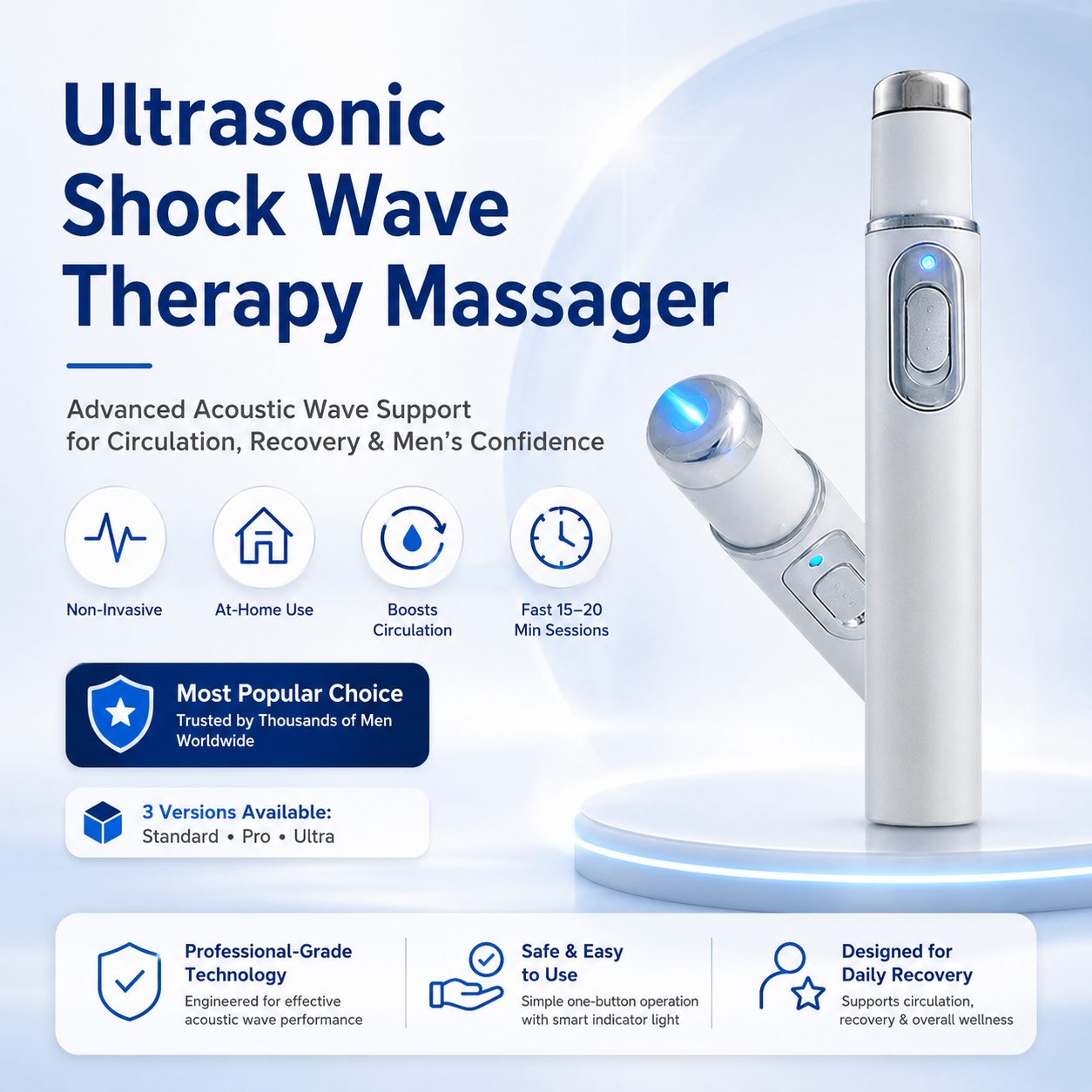Bikenda® Ultrasonic Shock Wave Therapy Massager——Restore Circulation. Relieve Deep Pain. Rebuild Male Confidence.