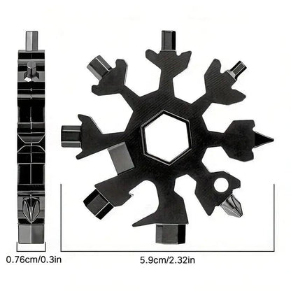 Portable 18-in-1 Snowflake Multi-Tool – Stainless Steel Pocket Wrench